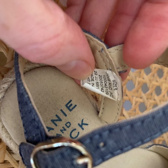 Janie and Jack Toddler Girls Navy Denim Bow Sandals Espadrilles 6 - Picture 4 of 4